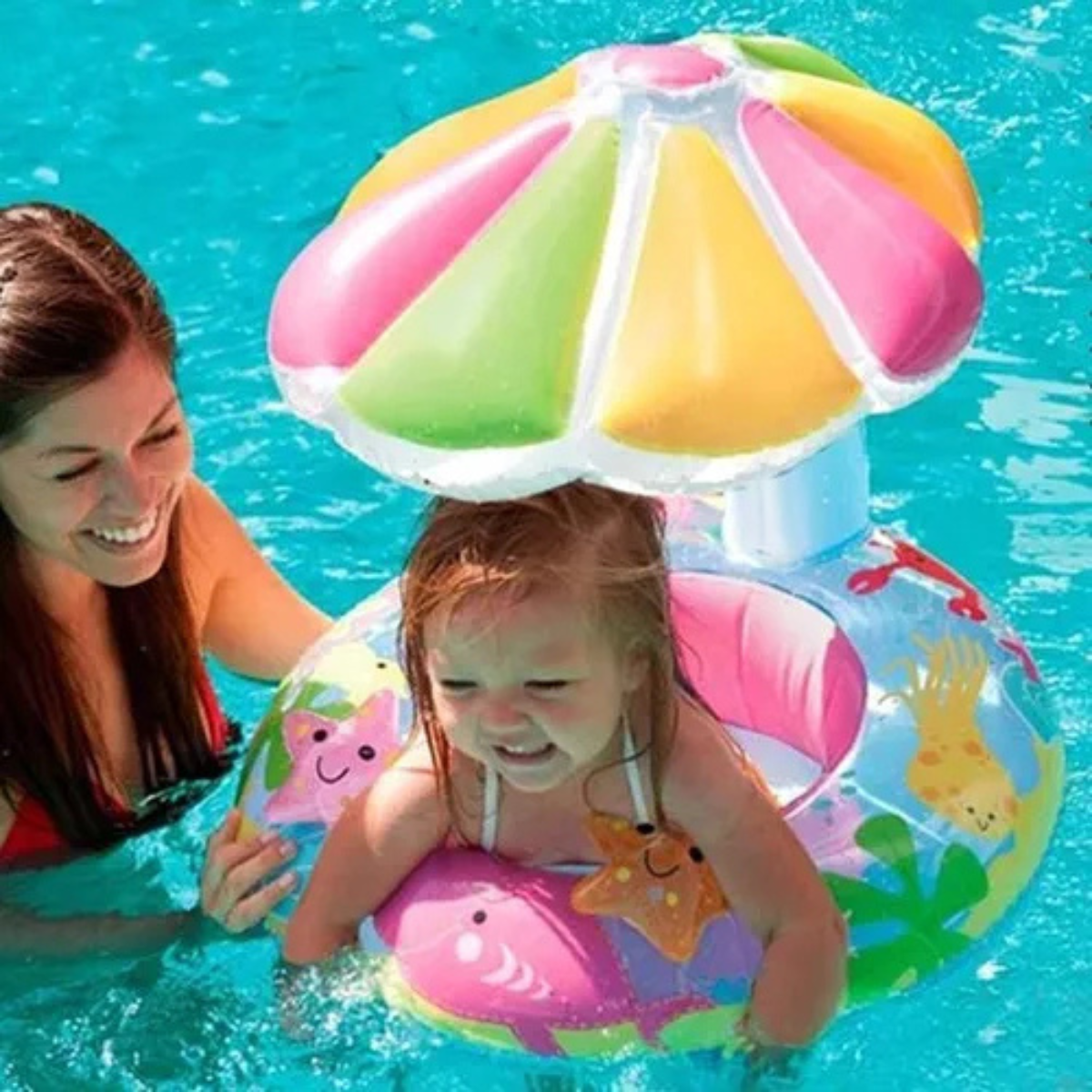 Flotador con sombrilla inflable niños