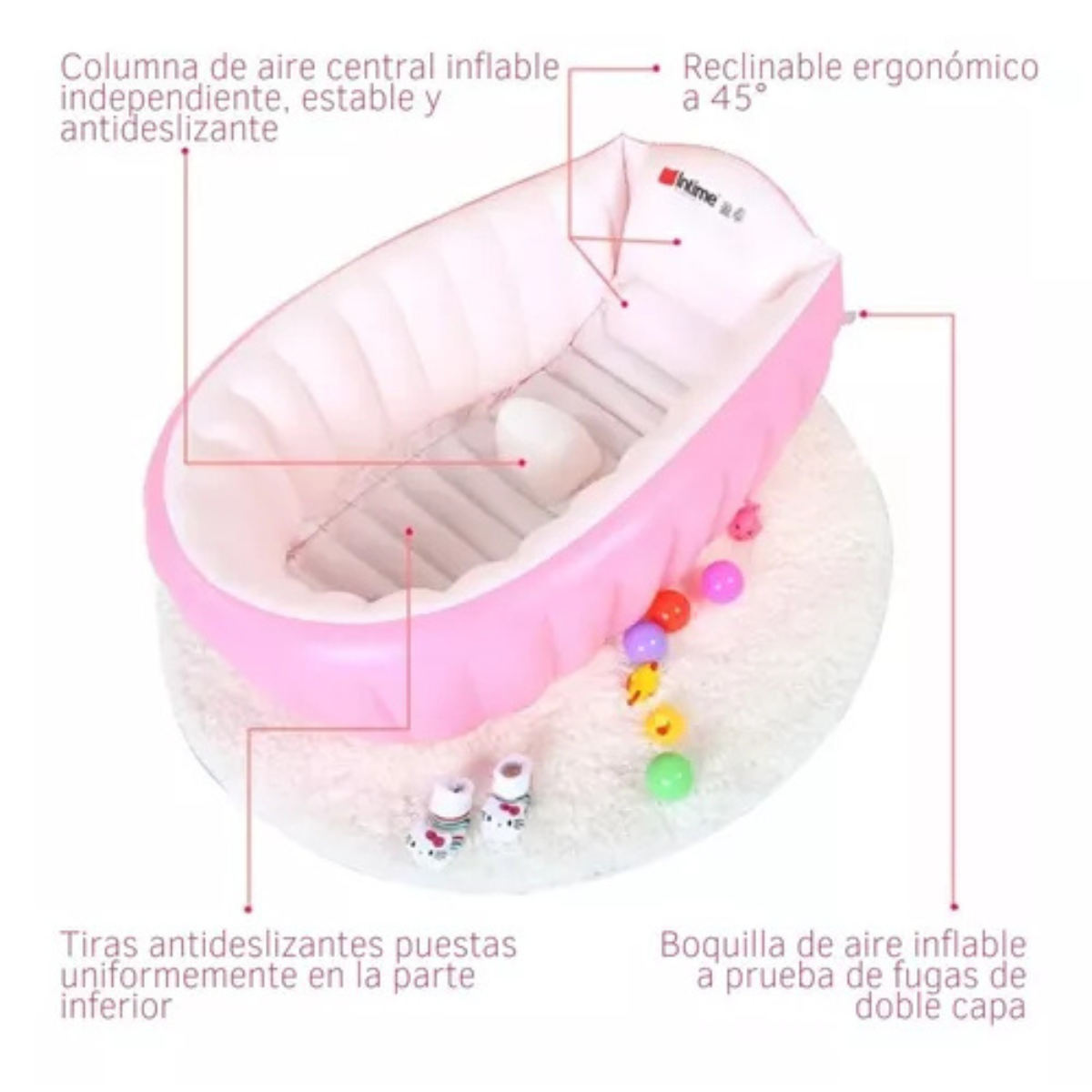 Bañera inflable para bebé rosa